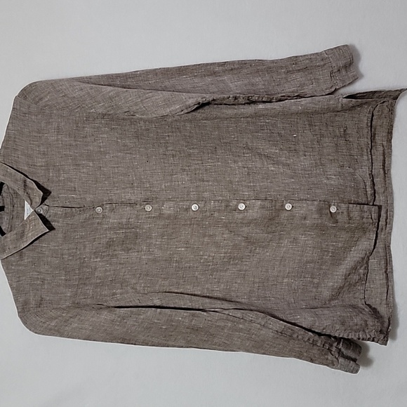 J. Jill Love Linen Long Sleeves Essential Shirt, Brown, Size XS, Pre-owned EUC - Picture 2 of 10